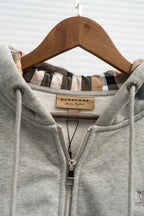 Burberry ZipUp Hoodie With Check Hood