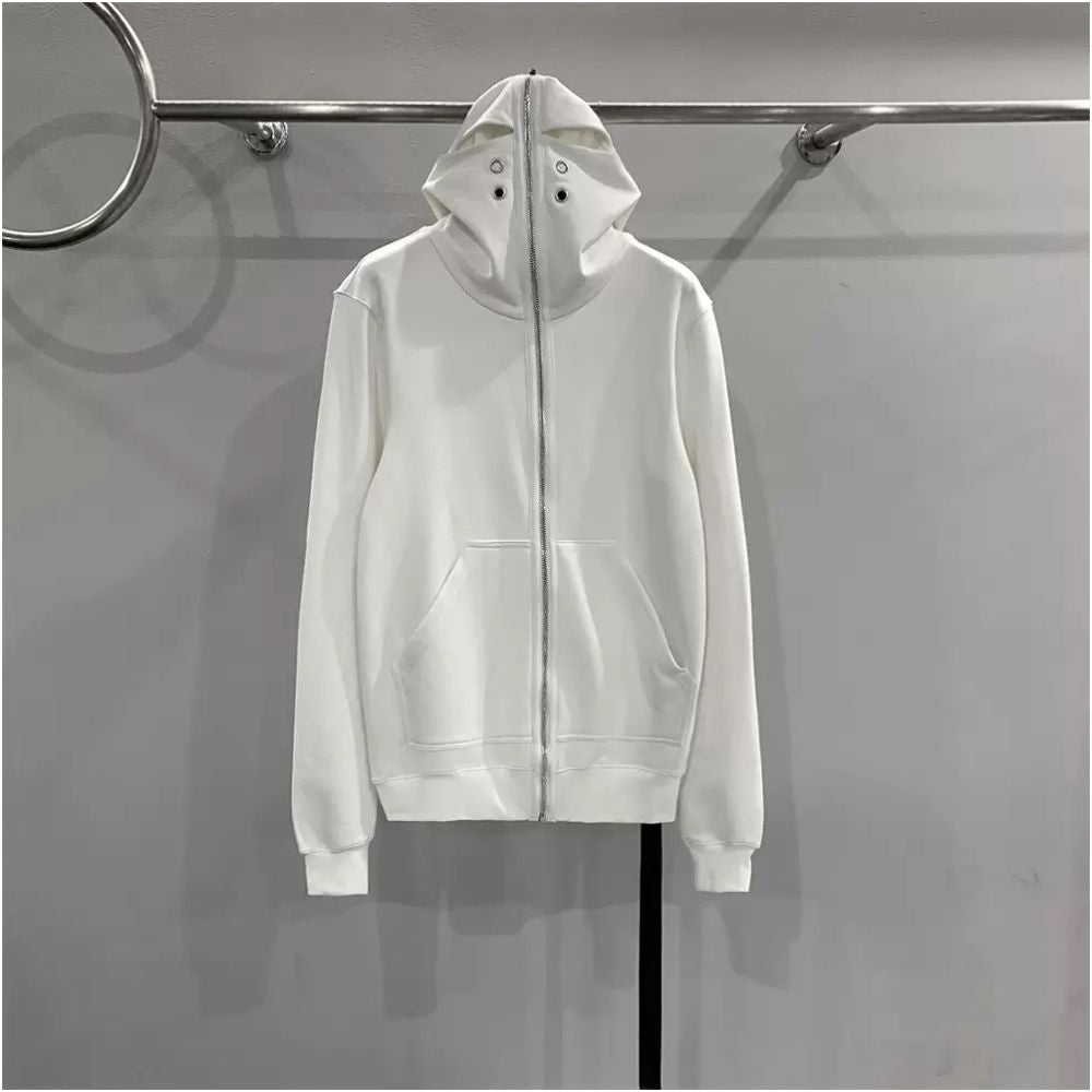 Ro Dark Style Men s Shark Shaped Breathable Chicken Eye Versatile Zipper Hoodie Knitted Coat Hoodie Loose image 20