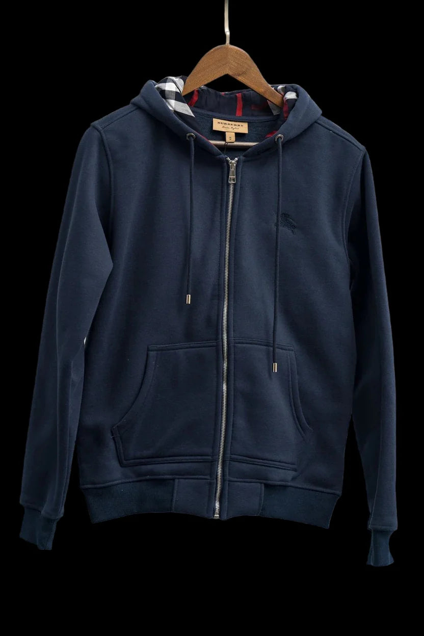 Burberry ZipUp Hoodie With Check Hood