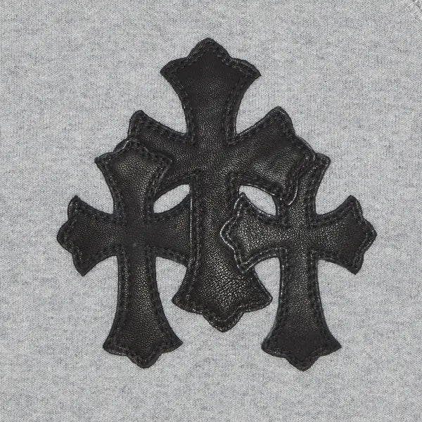 Chrome Hearts Paper Jam Triple Leather Cross ZipUp Hoodie 'Grey Heather'