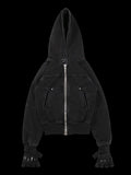 Shine Luxury Studios Fingerless Gloves Washable ZipUp Hooded Short Jacket Coat