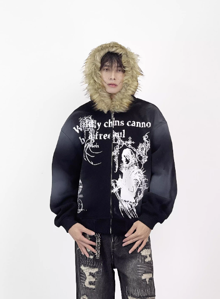 Y2K Fur ZipUp Hoodie