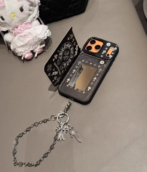 Chrome Hearts iPhone Case with Mirror and Keychain