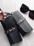 Cross Leather Chrome Hearts Glasses Pouch