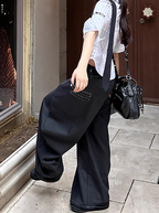 Layered Wide-Leg Denim Pants