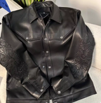 Chrome Hearts Sleeve Embossed Leather Jacket