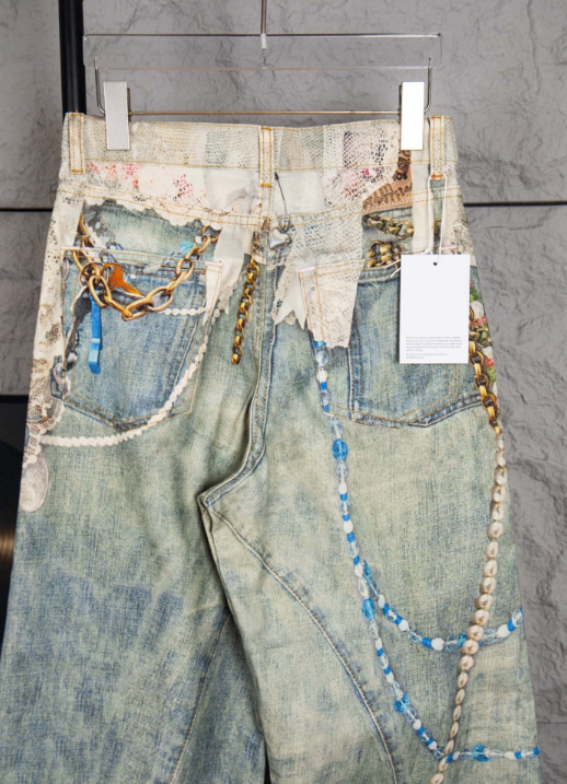Acne Studios – Trompe-l’Œil Pearl & Lace Print Jeans