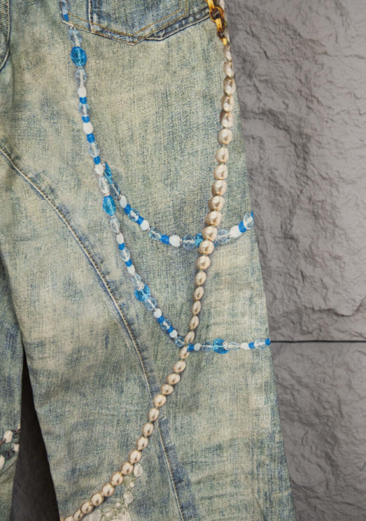 Acne Studios – Trompe-l’Œil Pearl & Lace Print Jeans
