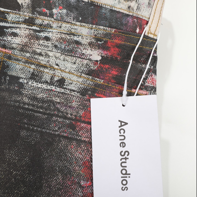 Acne Studios – 1996 Abstract Paint Print Cargo Jeans