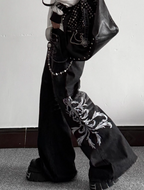 Y2K Flower Embroidered Bootcut Denim