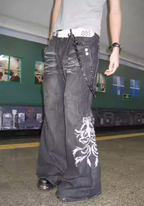 Y2K Flower Embroidered Bootcut Denim