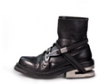 Metal Heel Strap Lace Boots
