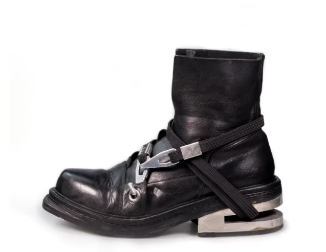 Metal Heel Strap Lace Boots