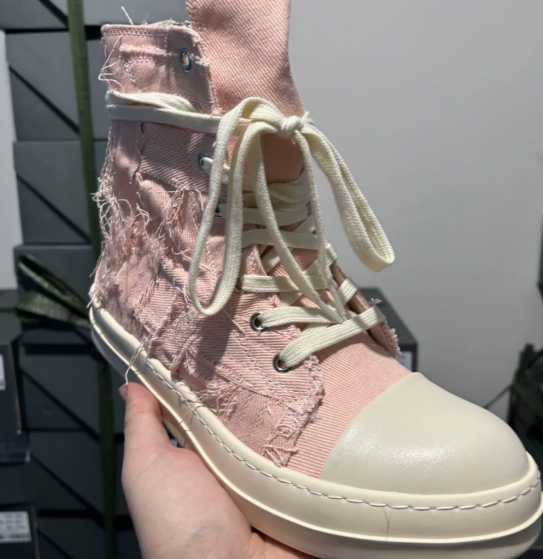 Rick Owens DRKSHDW Pink Distressed Hi Top