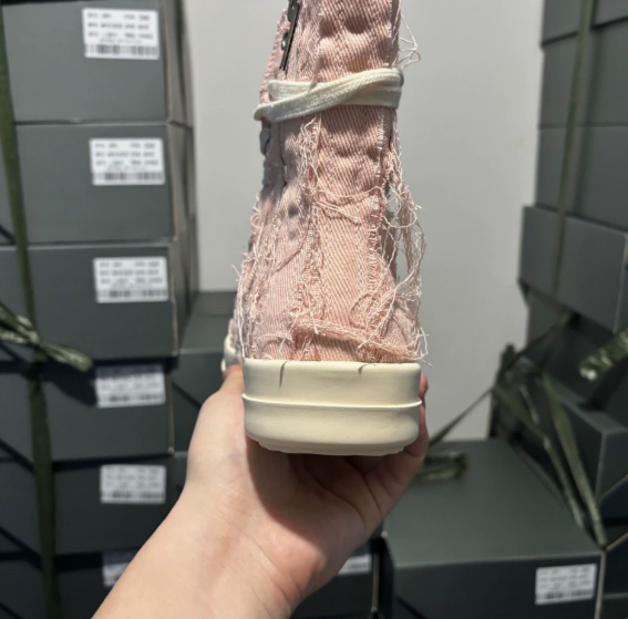 Rick Owens DRKSHDW Pink Distressed Hi Top
